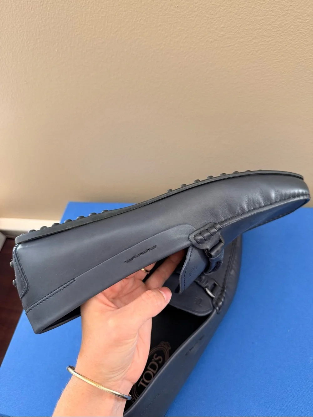 Tod’s Men’s Navy Blue Leather Slip-On Loafers